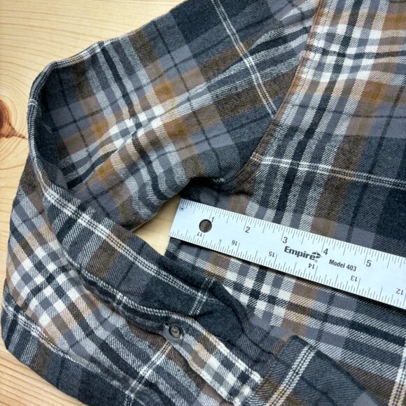 Eddie Bauer Flannel Shirt Small Gray Brown Button Up Long Sleeve Outdoors - Picture 5 of 12